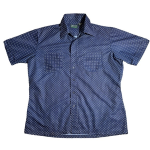 Haband of Paterson Men's Polka Dot Short Sleeve Button Down Shirt Sz.‎ L
